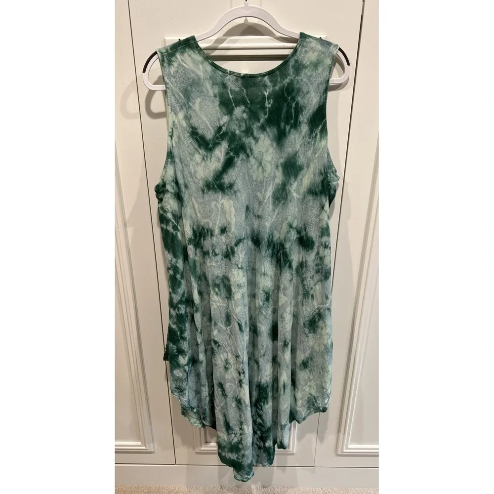 Greater Good Tank Midi Dress One Size Plus Green‎ Asymmetric Fairy Butterfly